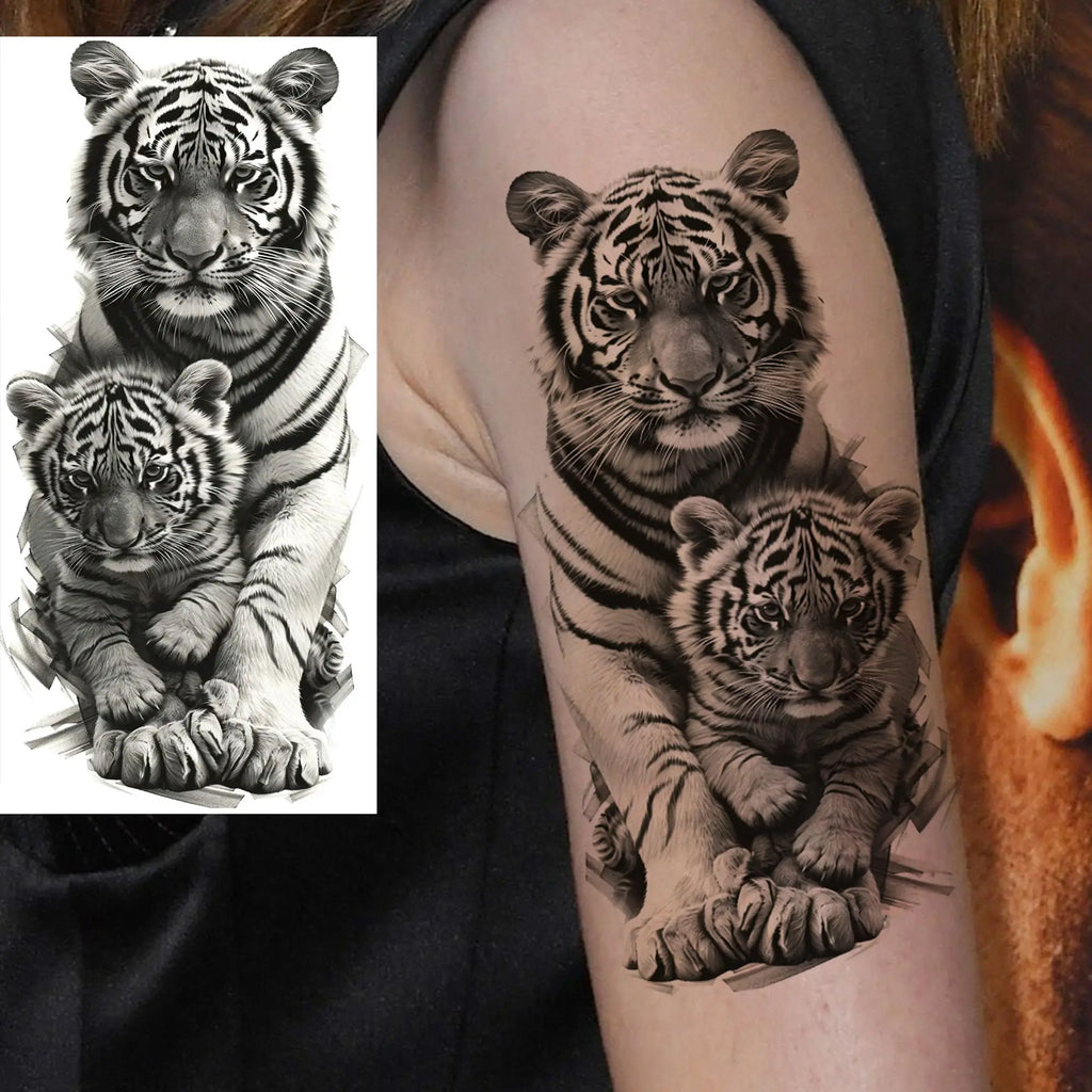 1 Sheet Cobra Snake Dragon Scorpion Temporary Tattoos For Men Women Waterproof Long Lasting Lion Tiger Wolf Fake Tattoo Stickers