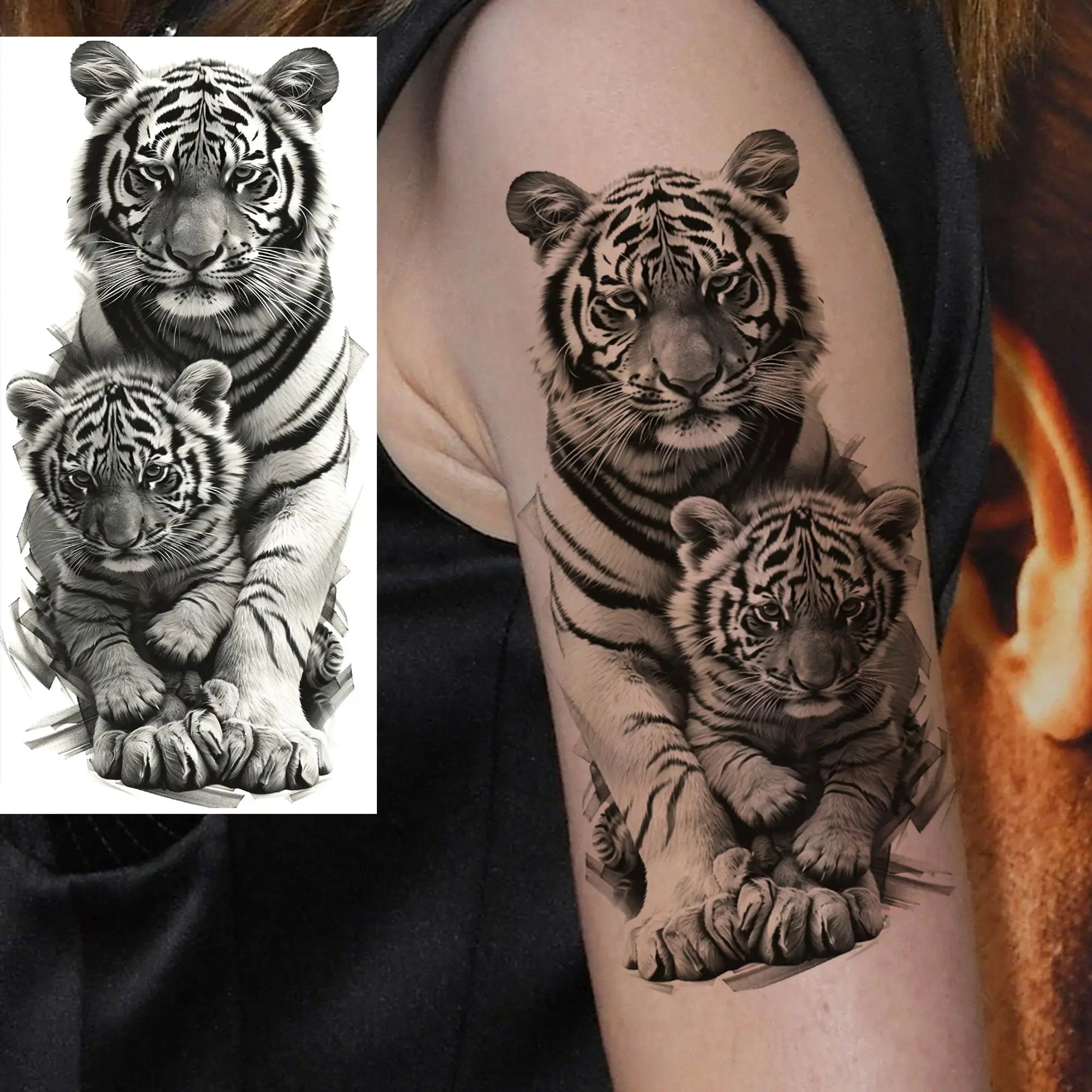 1 Sheet Cobra Snake Dragon Scorpion Temporary Tattoos For Men Women Waterproof Long Lasting Lion Tiger Wolf Fake Tattoo Stickers