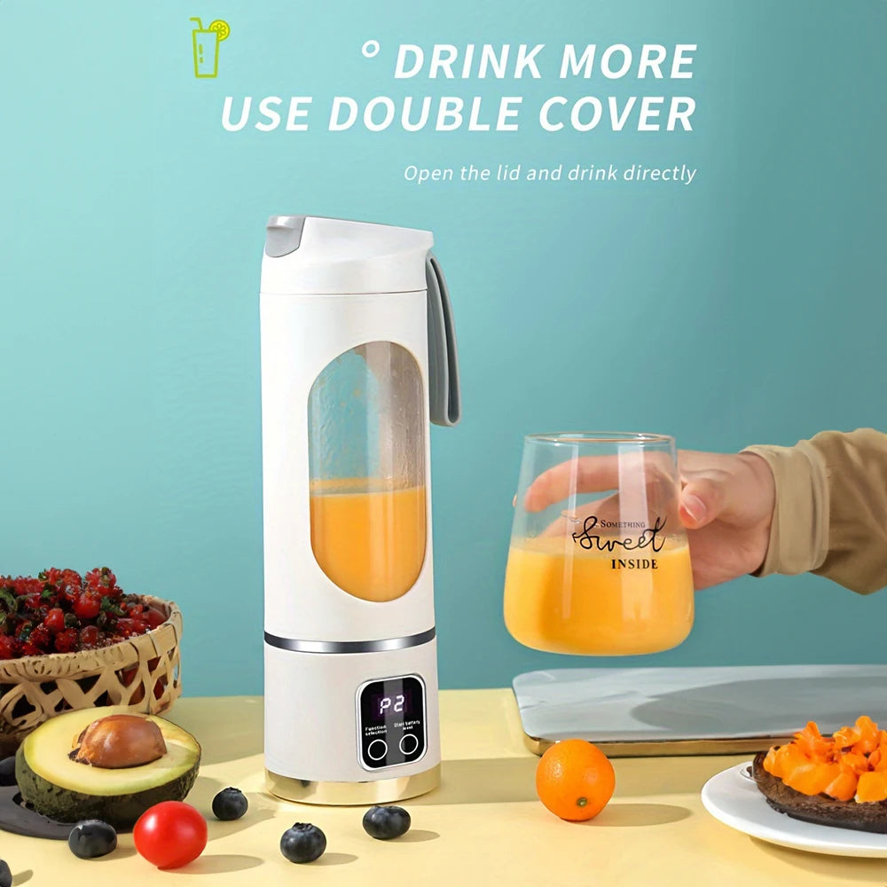 Portable Outdoor Electric Juicer 450ML  Digital Display Juice Cup USB Charging Mini Fruit Juicer