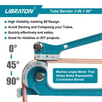 LIBRATON Tube Bender, Pipe Bender, 3-IN-1, 1/4"(6mm), 5/16"(8mm), 3/8"(10mm), for Copper, Brass, Aluminum and Thin Steel Pipes