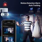 5MP Security Camera Outdoor Wireless 2.4G WIFI PTZ Auto Tracking Cameras Floodlight Color Night Vision IP66 Waterproof Two Way Audio Surveillance Cam