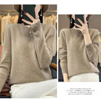 100% Merino Wool Sweater Women O-neck Cashmere Knitwear Female Pullover Autumn Winter Casual Tops Solid Color Soft  Clothing