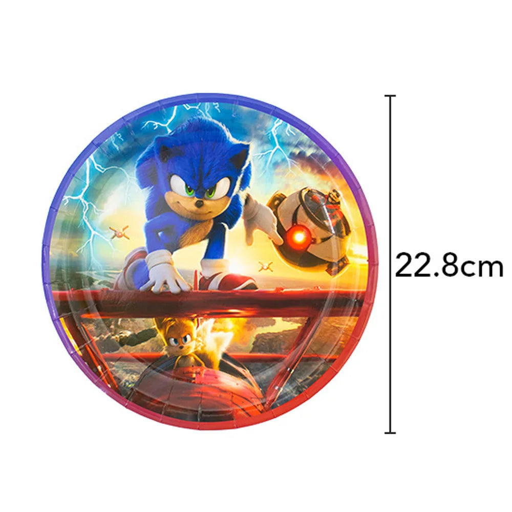 Sonic Birthday Party Decoration Game Hedgehog Balloons  Action Figure Party Paper Plate Towel Cup Tablecloth Toy Kid Gifts