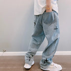 Prints Jeans Men 2023 New Streetwear Baggy Wide Leg Jeans Korean Fashion Drapes Straight Casual Loose Denim Cargo Pants