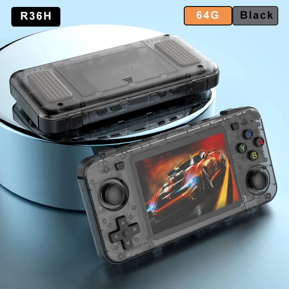 BOYHOM Green R36H Retro Video Game Console 3.5‘’ IPS Screen RK3326 3000 mAh Open Linux System Portable Player 64GB 128GB