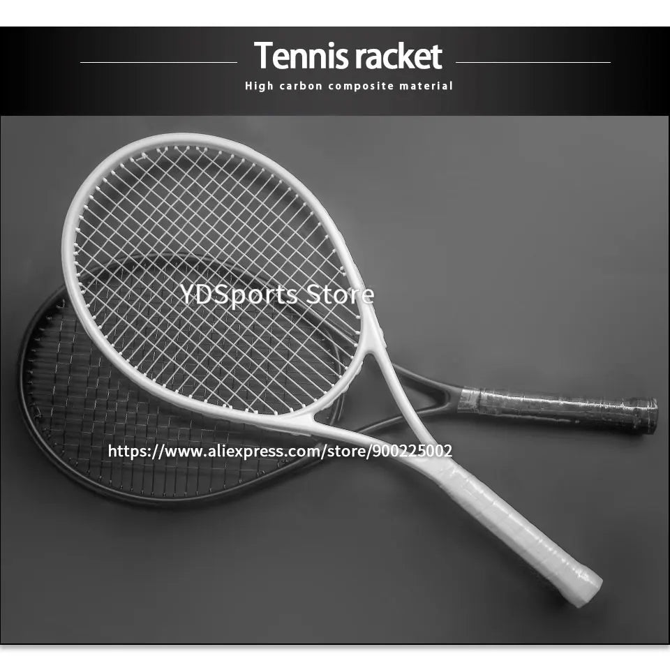 1pcs 27inch Technical Type Tennis Rackets Strung Carbon Aluminum Alloy Recreational Racquet Shockproof With Carry Bag For Adult