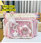 New Y2K Cute Japanese Ita Bag Lolita Girl Transparent Shoulder Tote Bag Large Capacity Crossbody Casual Bag DIY Display Handbags