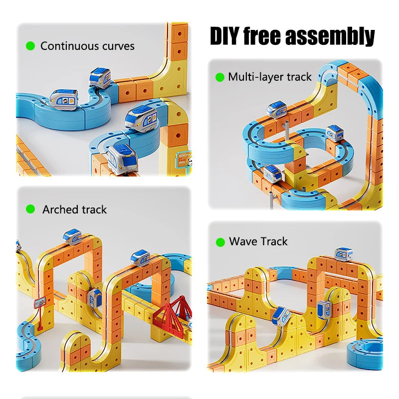 Magnetic Train Toy For Boys Track 1:64 Electric Rail DIY Magic Vehicle Model Toys Education 3 Years Children Gifts