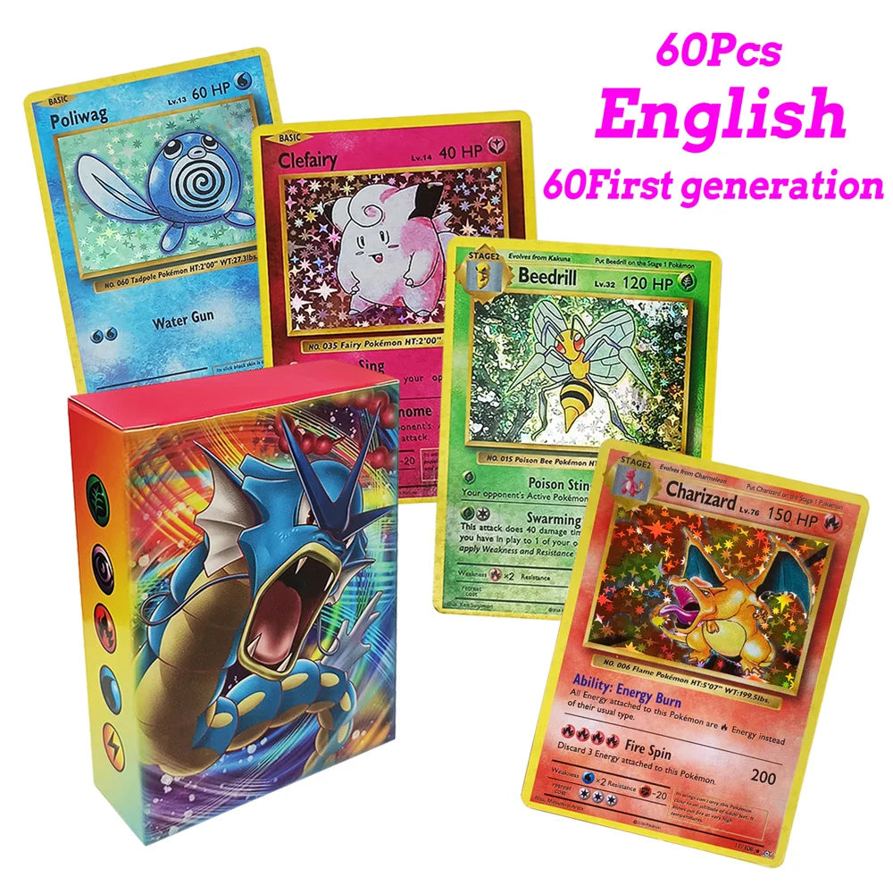 60-100Pcs New English French Spanish Pokemon Cards GX MEGA EX TAG TEAM Vstar Game Battle Card Hot Sale Collection Card Kids Gift