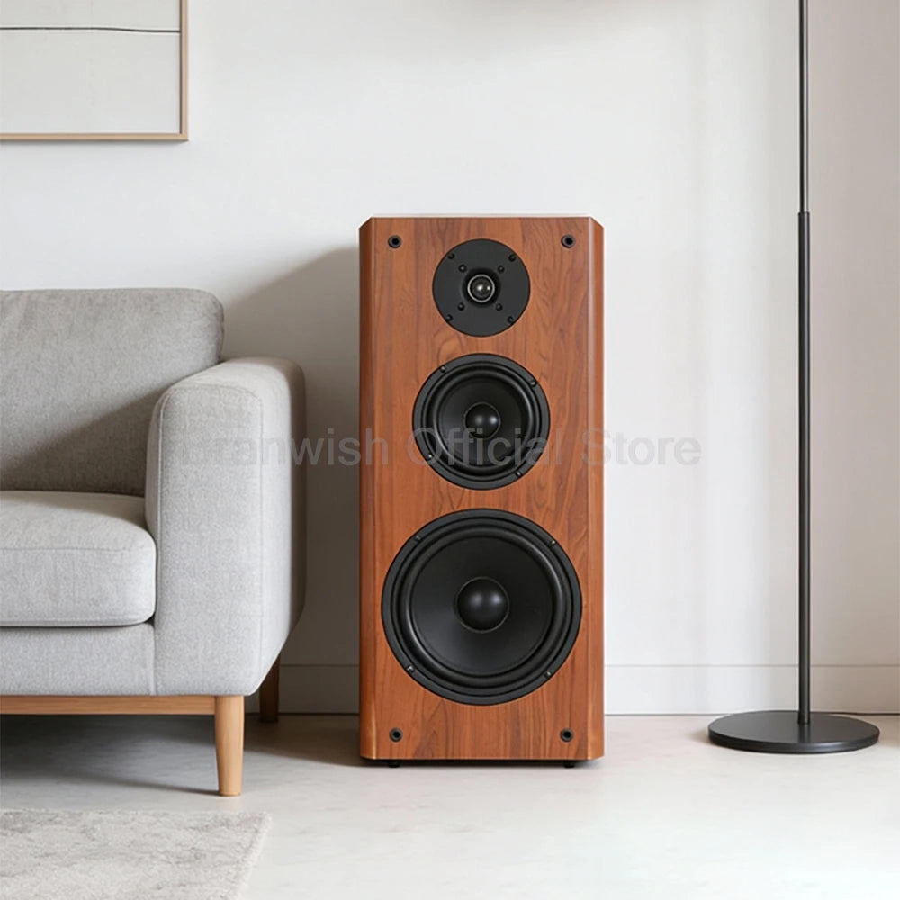 High Power Passive Speakers 8 Inch Floor Standing 3 Way Home Audio System 90dB Sensitivity Wooden Hifi Speakers A Pair