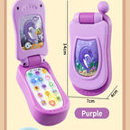 Puzzle early education music mobile phone cartoon simulation flip phone baby toy 61 children's gift English