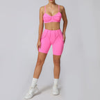 Seamless Yoga Sets Sports Fitness High Waist Hip-lifting Shapeing Trousers Backless Bra Suit Workout Gym Leggings Sets for Women