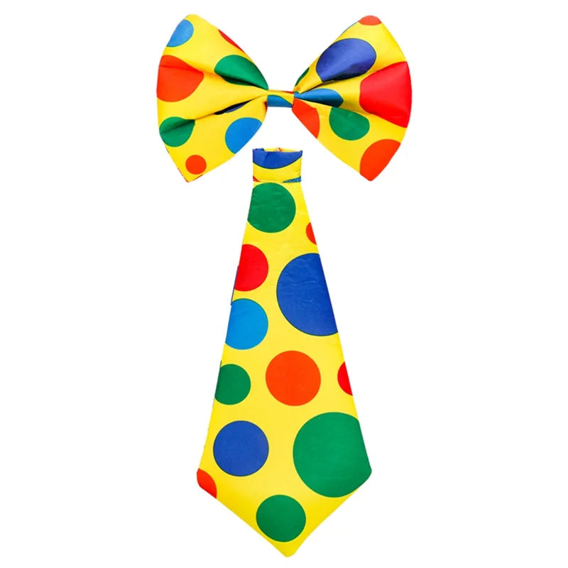 Colorful Polka Dot Printed Clown Tie And Bow Tie Clown Props Halloween Carnival Circus Performance Party Cosplay Fancy Costume Main image