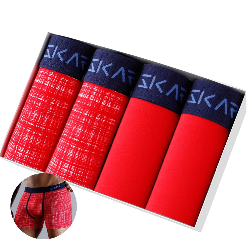 4pcs Boxer Shorts Men's Panties Homme Underpants Boxershorts Underwear for Man Cotton Male Couple Sexy Set Calecon Lot Soft Box