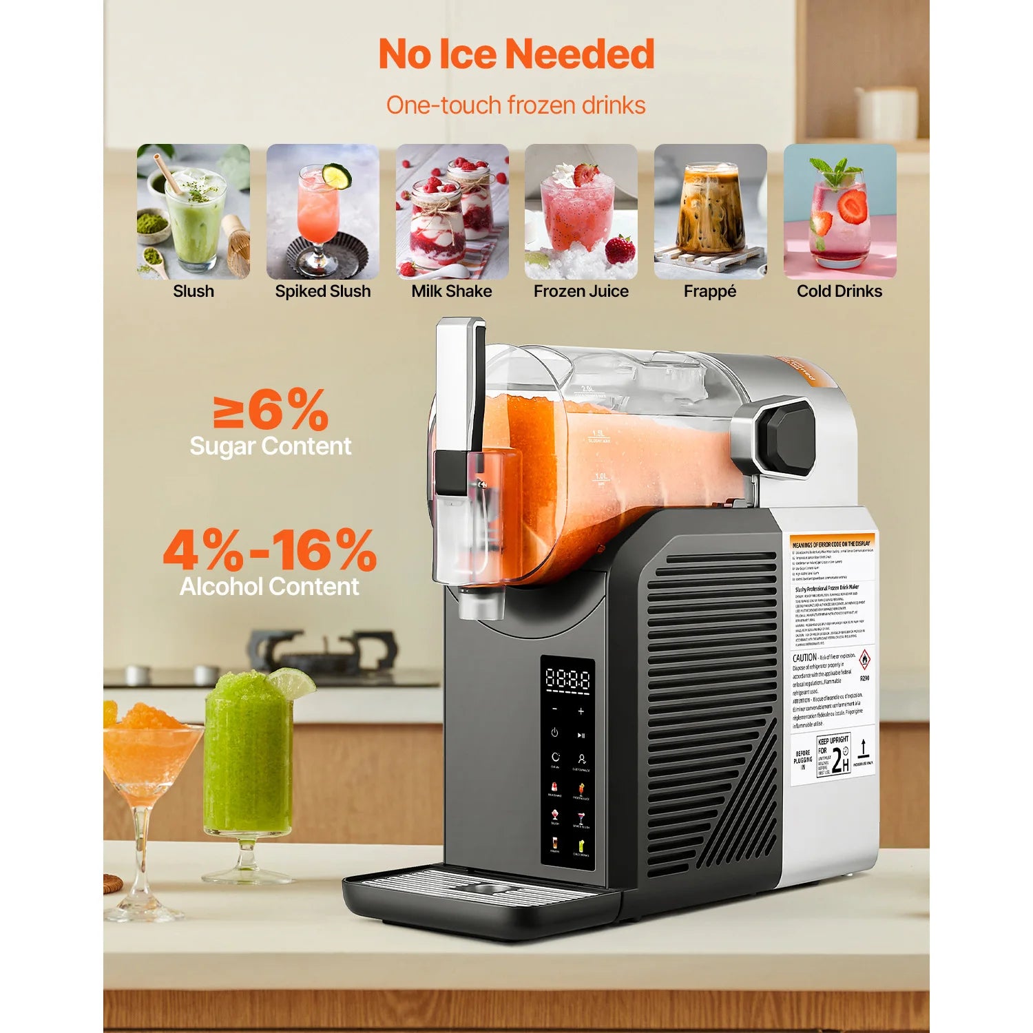 SucceBuy 2L/68oz No Ice Needed Slushy Machine Slushie Machine for Home Frozen Drink Maker with 6 Preset Programs Margarita Machi Secondary image
