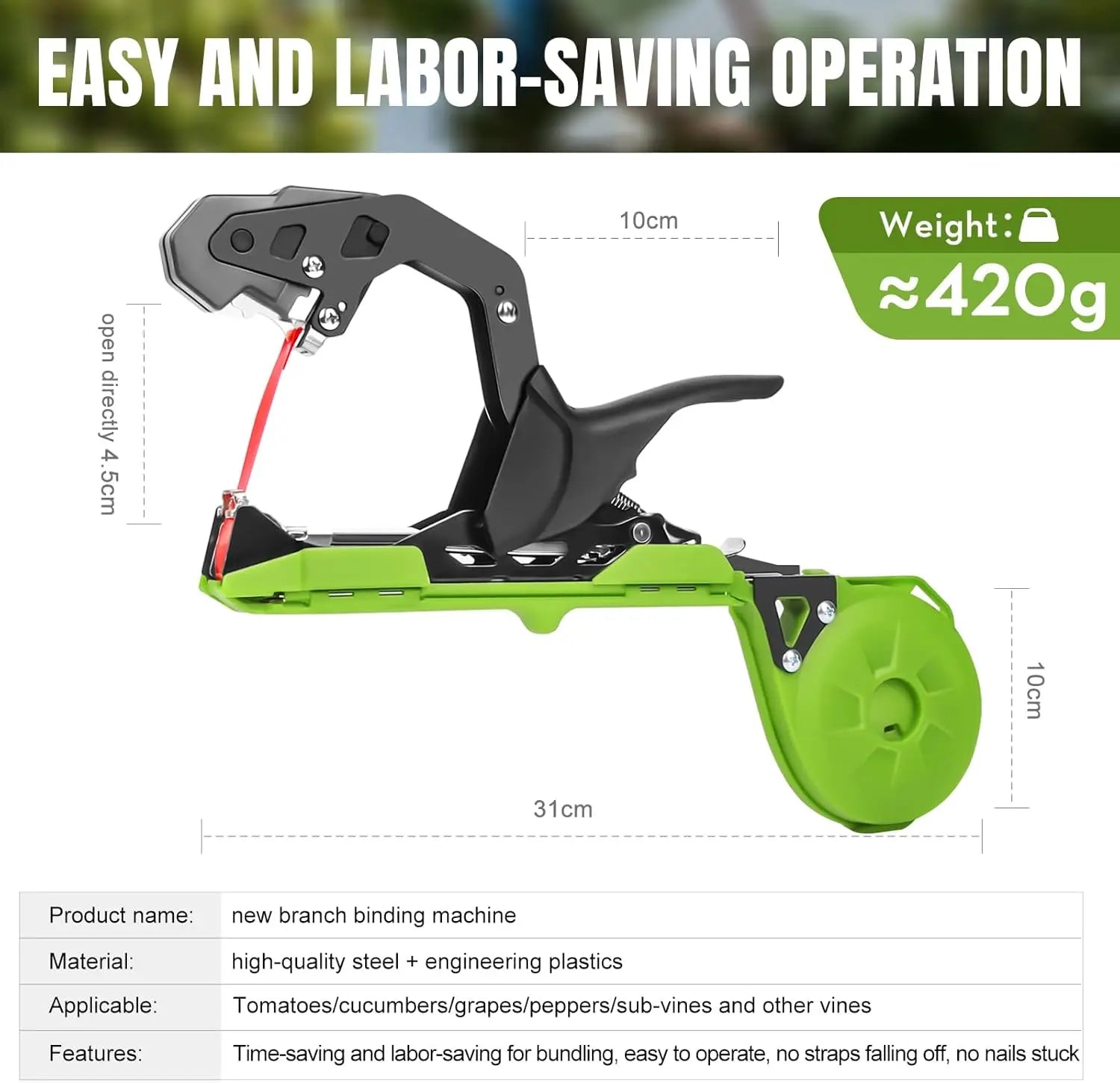 Tomato Binding Machine - New Gardening Tool for Seedling Vine Binding Vegetable Tapener Tapes for Home Garden Branch Tying