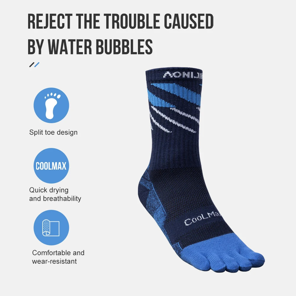AONIJIE E4846 Sports Long Five-finger Socks Warm and Breathable Terry Socks Suitable for Mountaineering and Cross-country Hiking