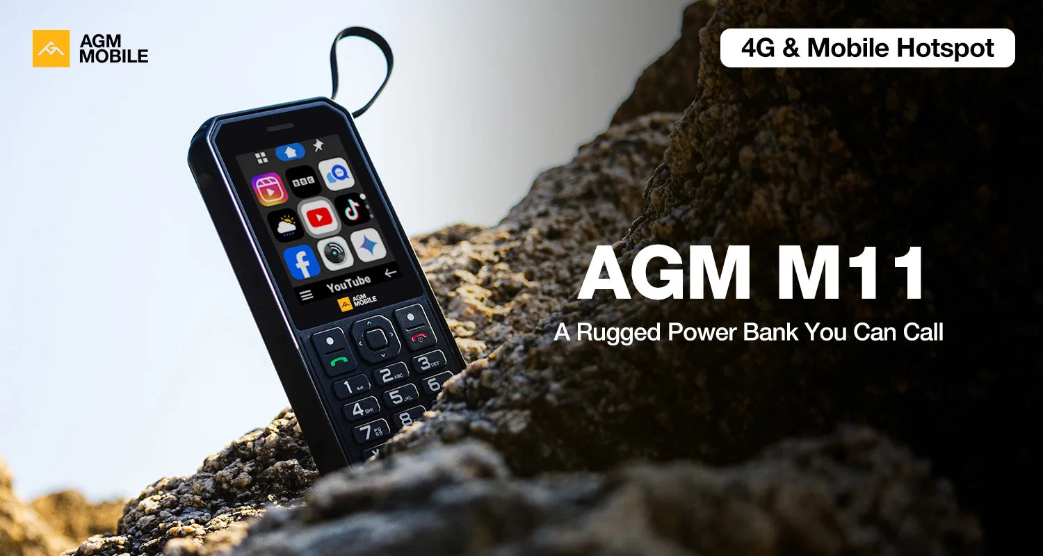 AGM M11 4G Rugged Phone IP68 Waterproof 4000mAh Removable Battery Wi-Fi Hotspot Reverse Charging FM Radio for Outdoor