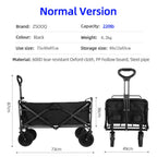 Large Weight Capacity Heavy Duty Wagon Cart Folding Wagon for Outdoor Garden Beach wagon Camping Equipment with Cup Holders
