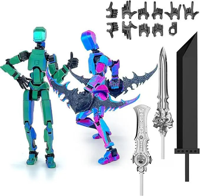 T13 Action Figure 3D Printed Multi-Jointed Movable Titan 13 Lucky Dummy Nova Robot Action Figure Desktop Assembly Completed Gift