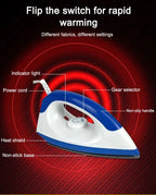 Adjustable Temperature Portable Electric Iron Fast Heating Travel Craft Dry Ironing Machine Clothes Wrinkle Removal Baseplate