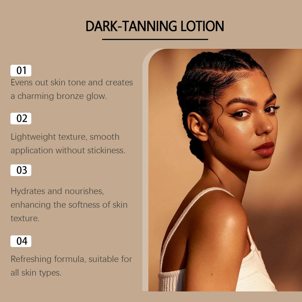 100ML Self Tanning Lotion Deep Moisturizing Non-greasy Improve Healthy Tone Bronzer Wheat Skin Sunless Tanning Cream for Summer
