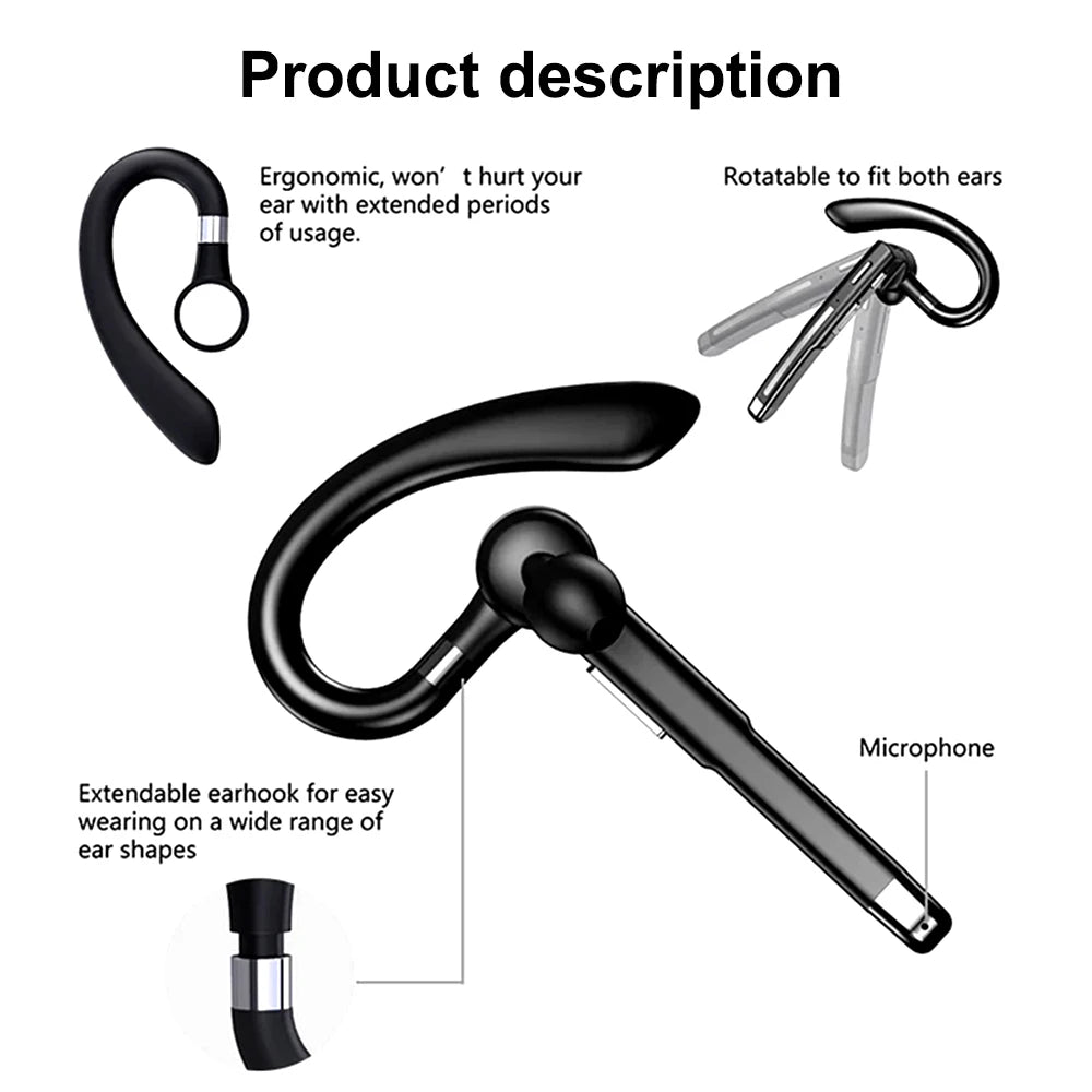 YYK-520 Wireless Headphones Business Bluetooth 5.3 Earphones Hands-free Call Mic Noise Cancelling Headset Earbuds for Driving