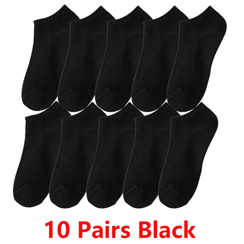 10/20/30Pairs Men's Socks Ankle Socks White Black Breathable Comfy Sweat-absorbing Boat Socks Unisex Casual Solid Short Socks