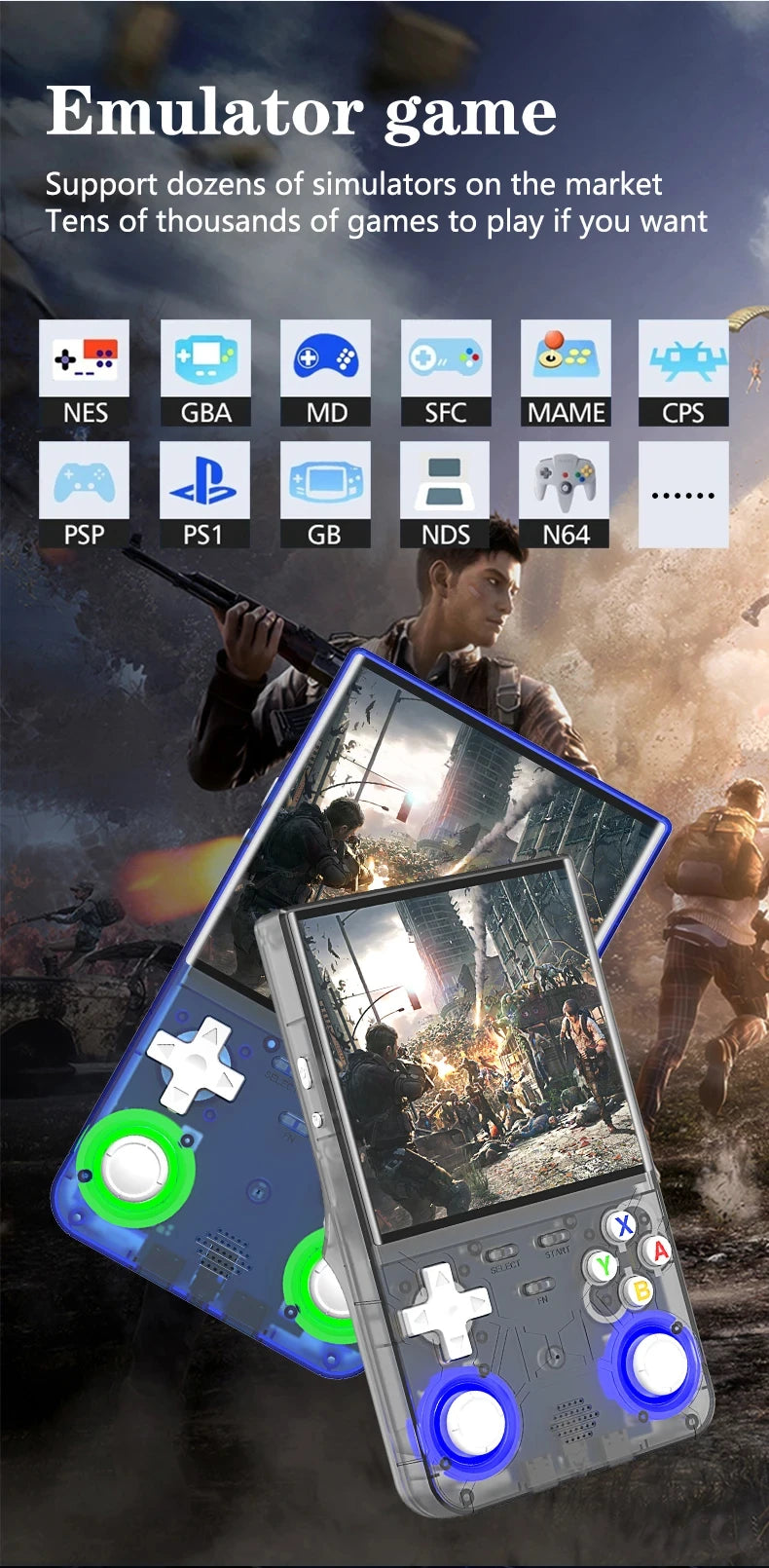 R36Ultra 4.0-inch Retro Handheld Game Console 128GB Portable Video Player Open-Source Linux System for Gaming