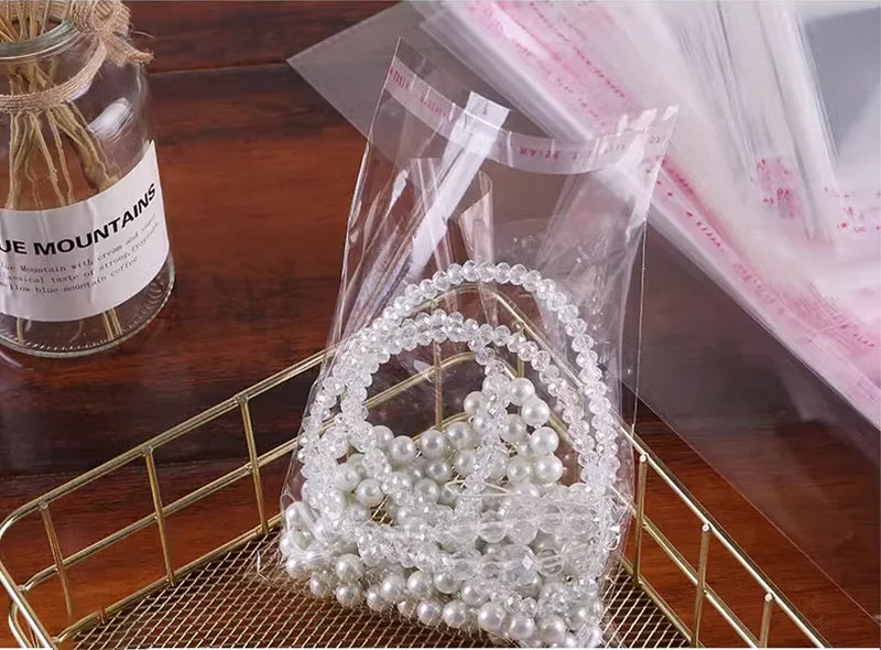 100PCS Opp Self-adhesive Transparent Plastic Bag Clothing Jewelry Packaging Self adhesive Biscuit Candy Packaging Cellophane Bag
