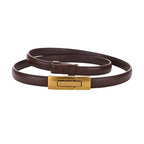 Adjustable Women’s Skinny Thin Belt, Classic Solid Color Genuine Leather Waistband for Trendy Coats and Dresses