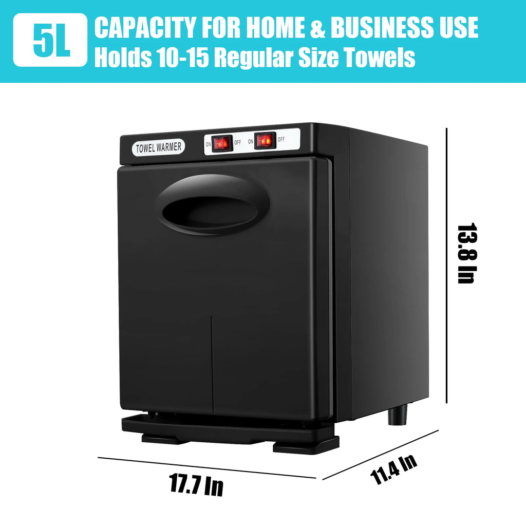 150W UV Ozone Heated Towel Sterilizer Cabinet  5L Fast Warm-Up for Spa Nail Salon 3-in-1 Disinfection with Heat & UV & Ozone