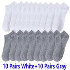 10/20/30Pairs Men's Socks Ankle Socks White Black Breathable Comfy Sweat-absorbing Boat Socks Unisex Casual Solid Short Socks