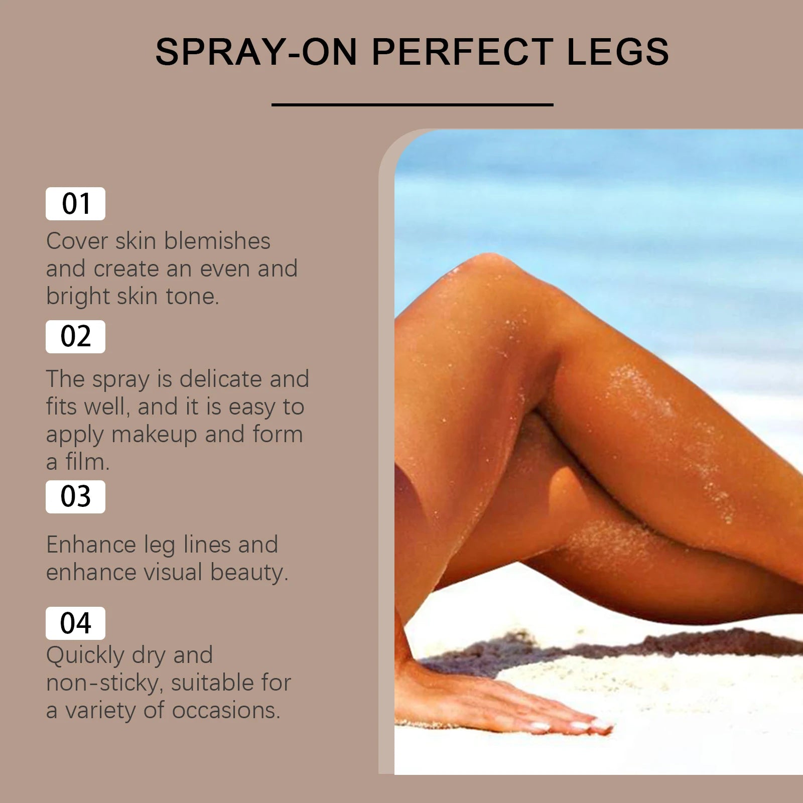 100ml Leg Makeup Long Lasting Waterproof Anti-Transfer Concealer Darkening Spray Even Skin Tone Wheat Tan Brown Tanning Spray