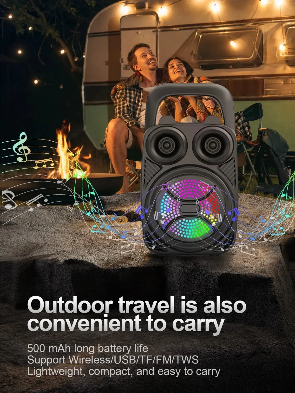 500mAh Bluetooth speaker Sound box high power bluetooth speakers TF Udisk karaoke handheld sound subwoofers for dancing