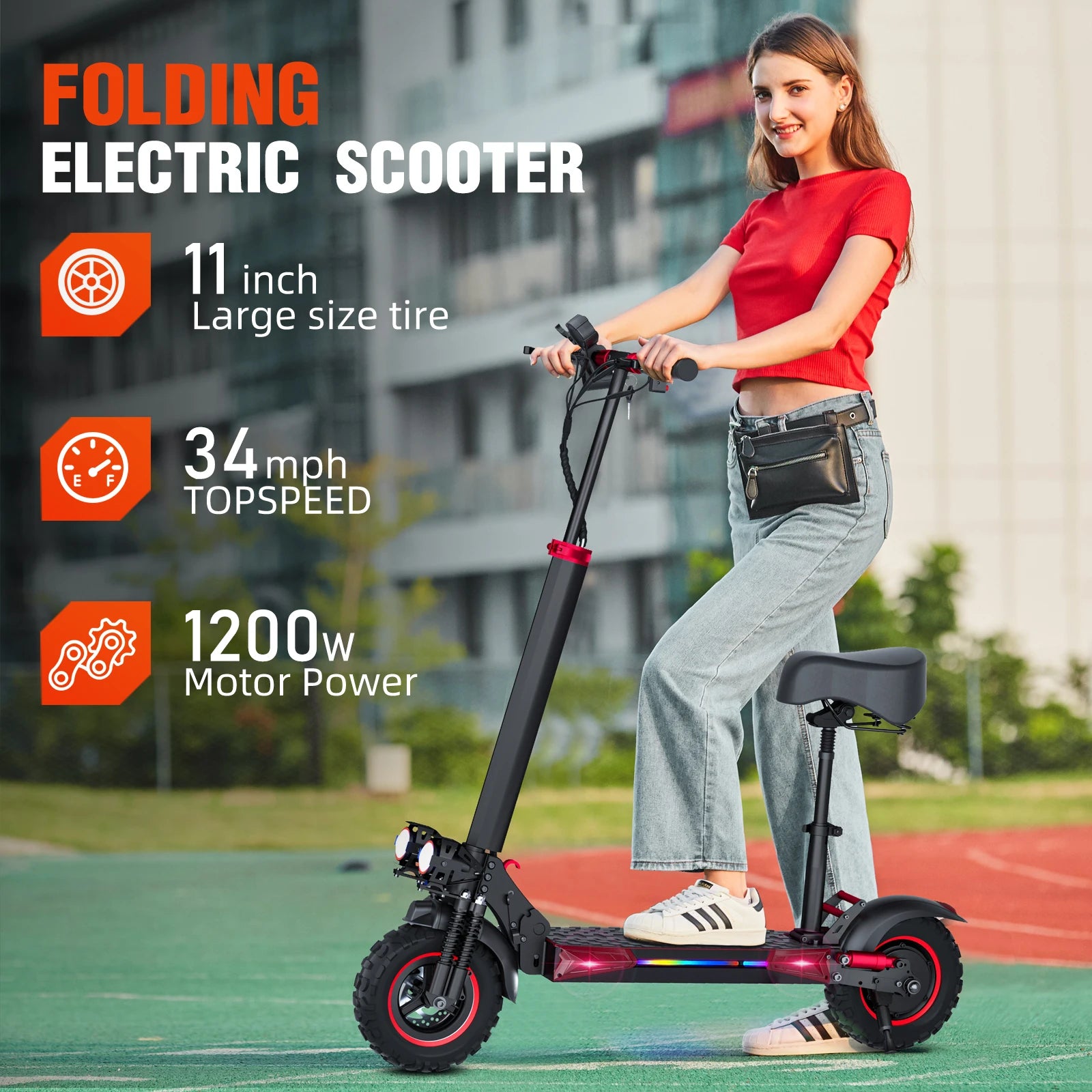 FREEBOY J11MAX EScooters,1200W Motor 48V18ah,Max speed 55km/h W/Seat Electric Scooters Aldult 11" Tire City Commuting E-Scooter