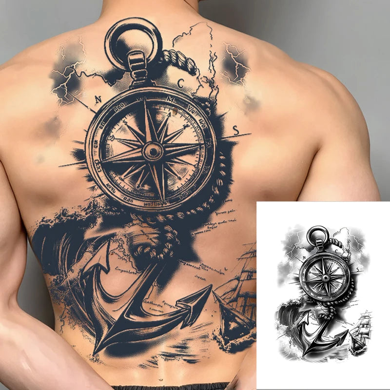 Magic Juice Ink Waterproof Tattoo Stickers Full Back Large Size Herbal Juice Temporary Tattoos Men Body Art Dragon Tiger