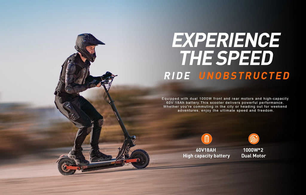 JOYOR S10-S-Z E Scooter 60V 18Ah Dual Motor 2000W 10 Inch Tire Adult Black Escooter Max Speed 65km/h Range 70-85km