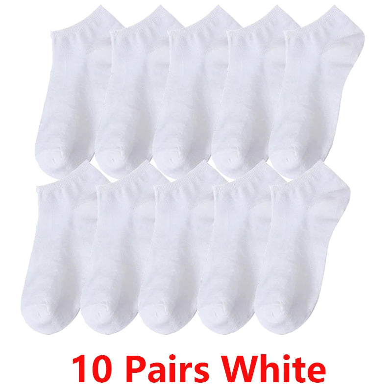 10/20/30Pairs Men's Socks Ankle Socks White Black Breathable Comfy Sweat-absorbing Boat Socks Unisex Casual Solid Short Socks
