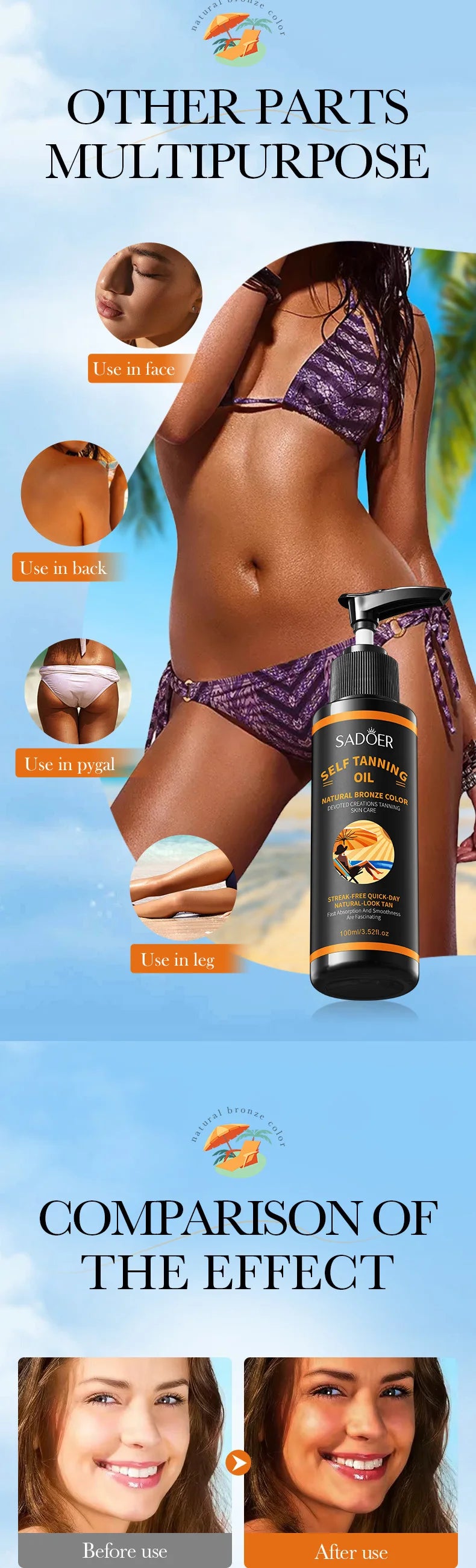 100ml Tanning Spray: Lightweight Texture, Moisturizing, Beautiful Black Tone, Creates a More Wild and Confident Look. Large Capacity, Beautiful Tan Finish, Streak-Free, Quick-Drying, No Tanning Effect.