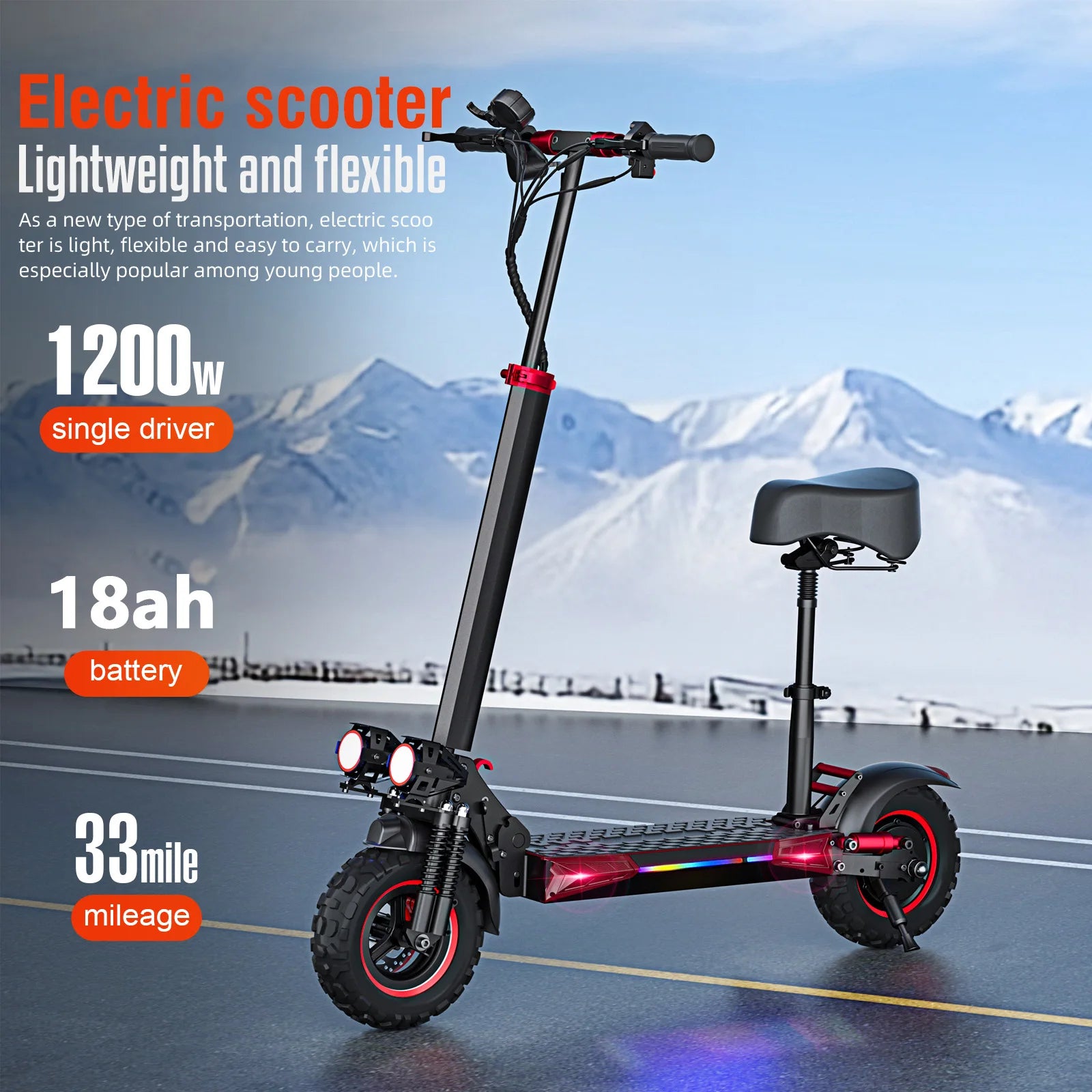 FREEBOY J11MAX EScooters,1200W Motor 48V18ah,Max speed 55km/h W/Seat Electric Scooters Aldult 11" Tire City Commuting E-Scooter