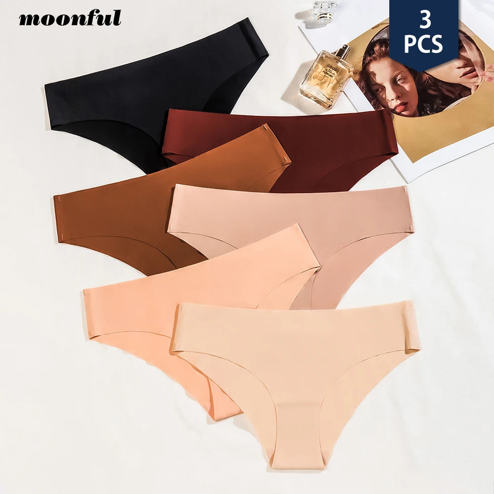 3 Pcs Set Seamless Panties for Women Breathable Low Waist Sexy Underwear Solid Silk Briefs Invisible Seamless Panties Woman Main image