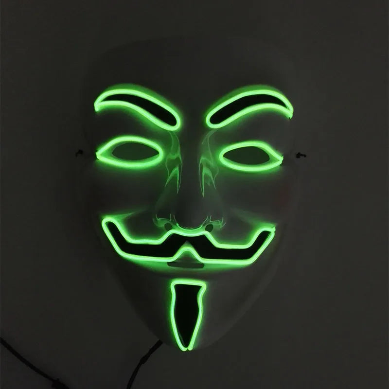 V For Vendetta Mask Cosplay Guy Fawkes Hacker Glowing Mask For Halloween Carnival  Decor Props