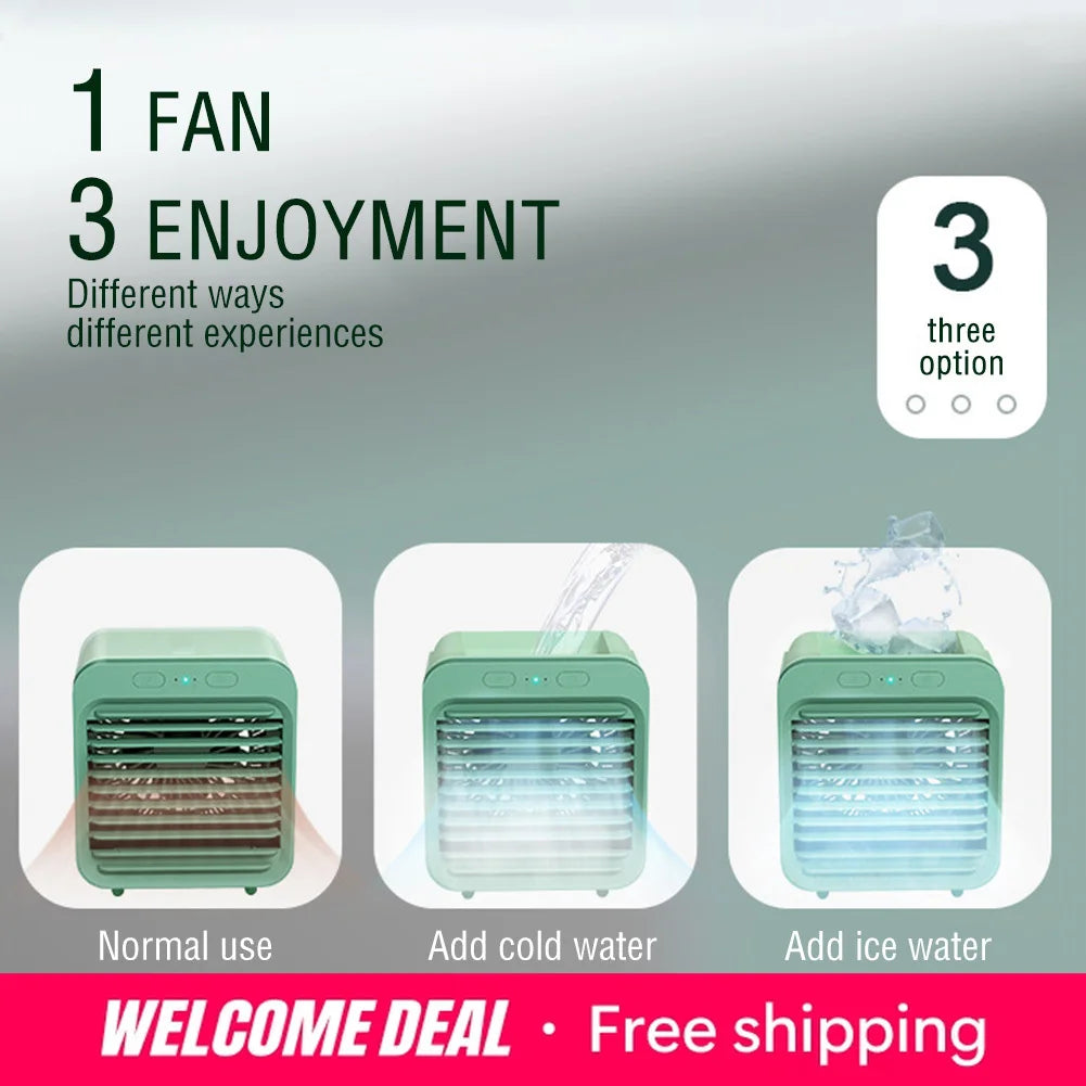 New Portable USB Chargeable Mini 3 Gear Air Conditioner Cooler Fan Air Conditioner Air Cooling Office Desktop Fan