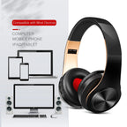 Men Gift Gold Wireless Headphones Bluetooth Earphone Stereo Headset Game with Build-in MIC with Universal for Android and iOS
