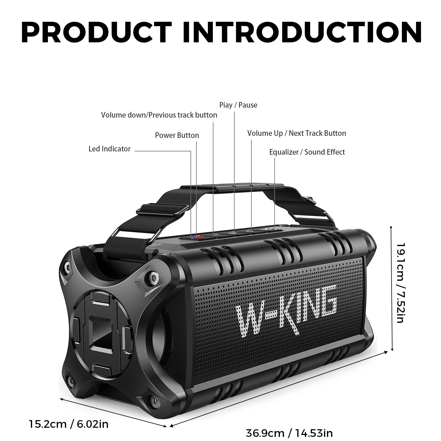 W-KING D8 Bluetooth Speaker, 50W RMS IPX6 Waterproof Loud Speakers Bluetooth Wireless, Large Outdoor Portable Speaker