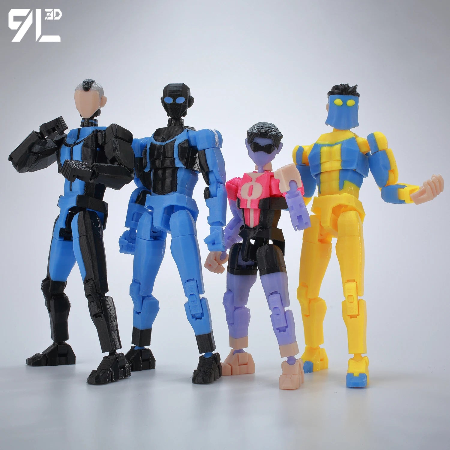 9L3D Superhero Team Invincible Boy Heroes Action Figure Lucky13 Dummy13 Multi-Colored T13 Multi-Jointed Collectible Toys Titan13