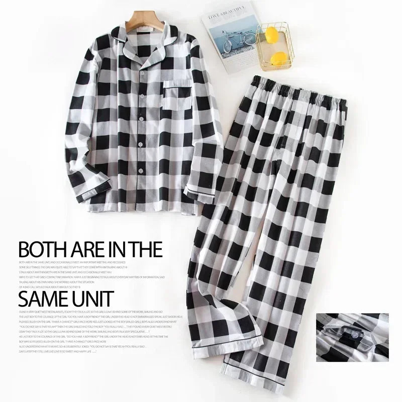 Men's Home Suits Long-sleeved Trousers Suits for Autumn and Winter Pijamas for Men Flannel Plaid Design Pajamas for Men