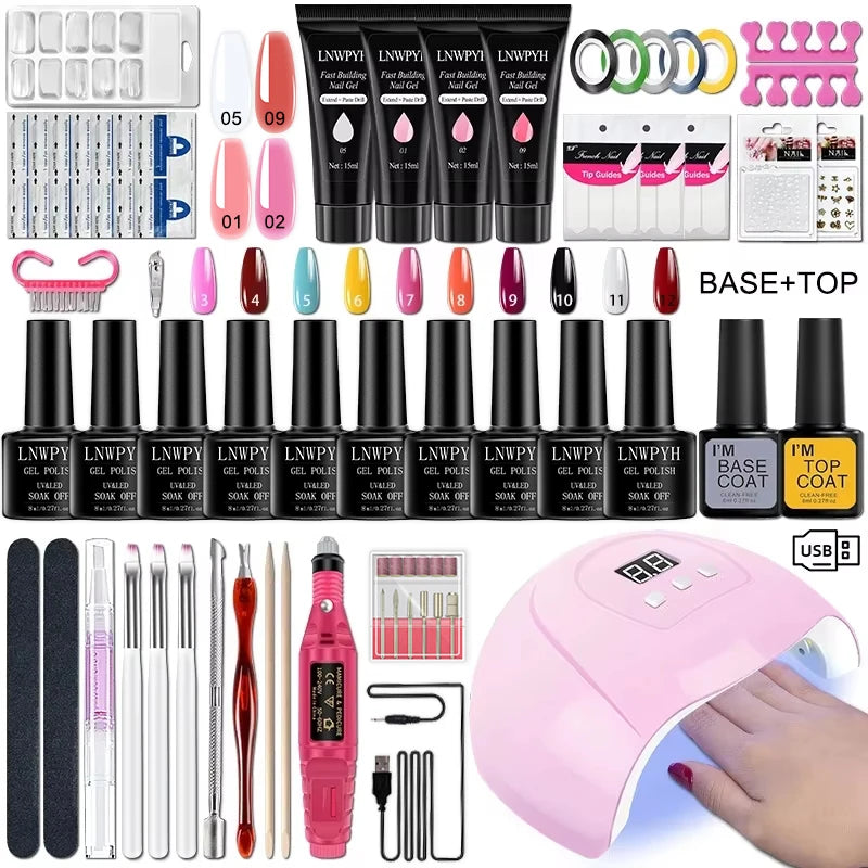 Gel Nail Polish Kit With UV Nail Lamp Electric Nail Drill Machine Soak OFF Gel Nail Kit Base&Top Coat Gel Polish Nail Tool Set Main image