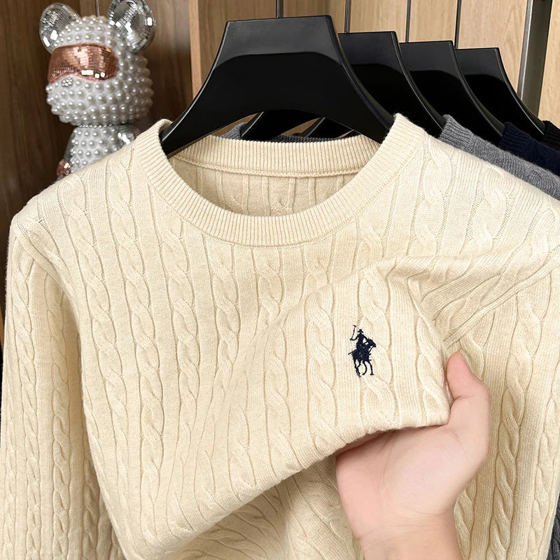 Luxury Men's Brand Spring High Quality Knit Sweater Round Neck Jacquard Embroidery Long Sleeves Pullover Leisure Fashion Men's C Main image